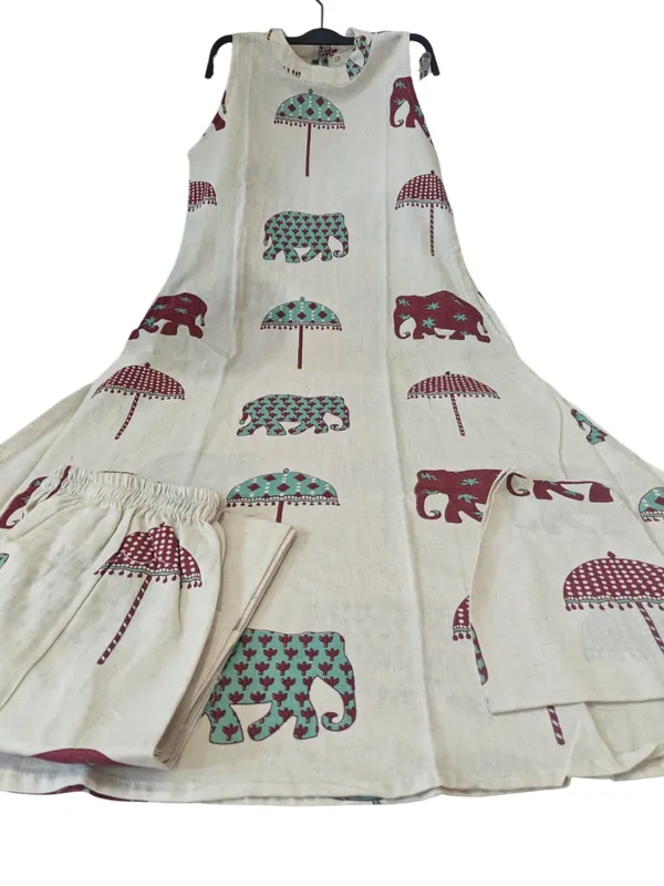 Elephant_Print_Cotton_Flex_Kurti_Plazo_Set