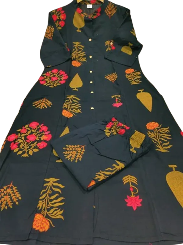 Printed_Cotton_Black_Kurti_Plazo_Set