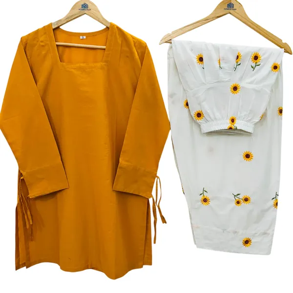Embriodery_Work_Yellow_Cotton_Farshi_Salwar_Set