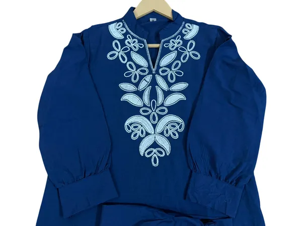 Embroidery_Work_Blue_Cotton_Co_ord_Set