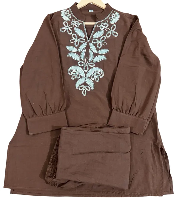 Embroidery_Work_Brown_Cotton_Co_ord_Set