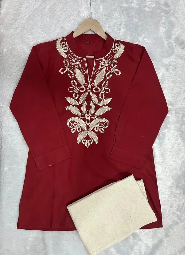 Embroidery_Work_Maroon_Top_Pant_Set