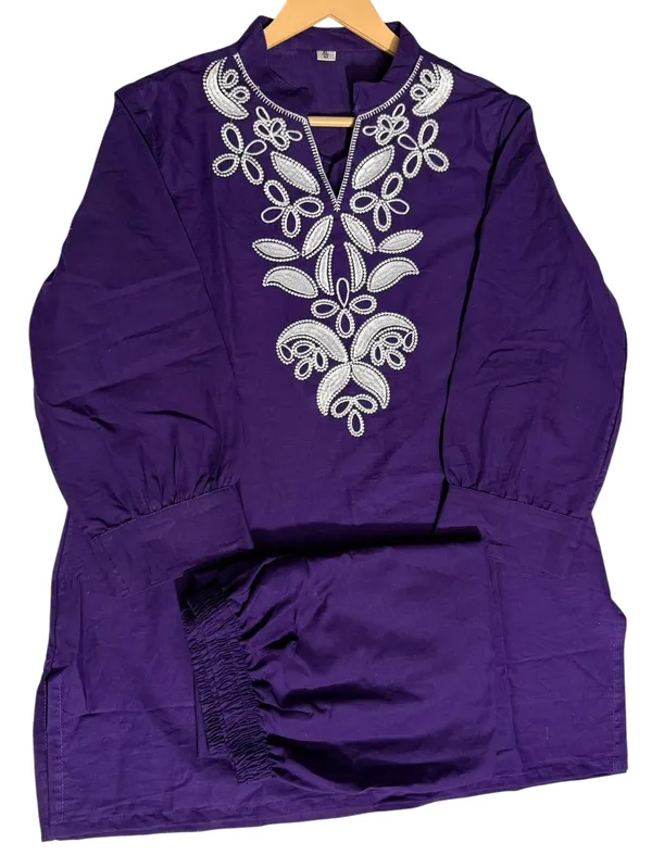 Embroidery_Work_Purple_Cotton_Co_ord_Set