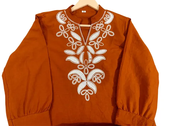 Embroidery_Work_Rust_Cotton_Co_ord_Set