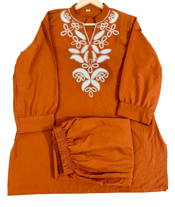 Embroidery_Work_Rust_Cotton_Co_ord_Set