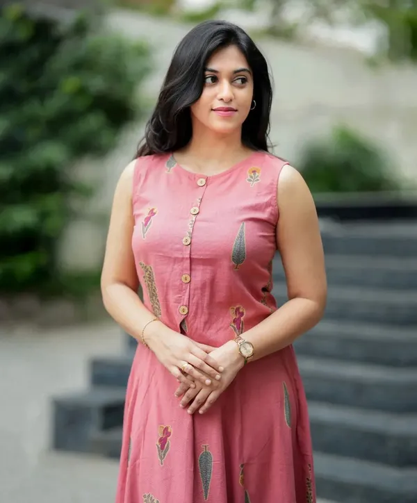Printed_Peach_Color_Cotton_Skirt_Top