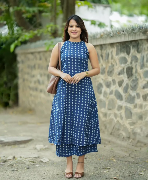A-Line_Halter_Neck_Blue_Kurti_Plazo