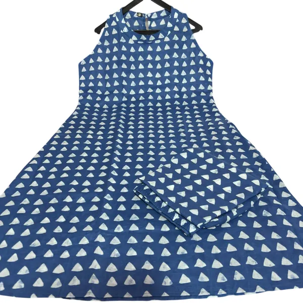 A-Line_Halter_Neck_Blue_Kurti_Plazo