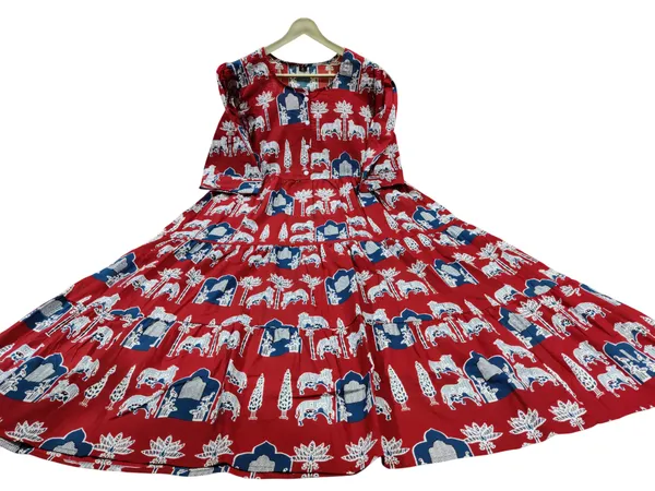 Printed_Red_Cotton_Middi_Gown