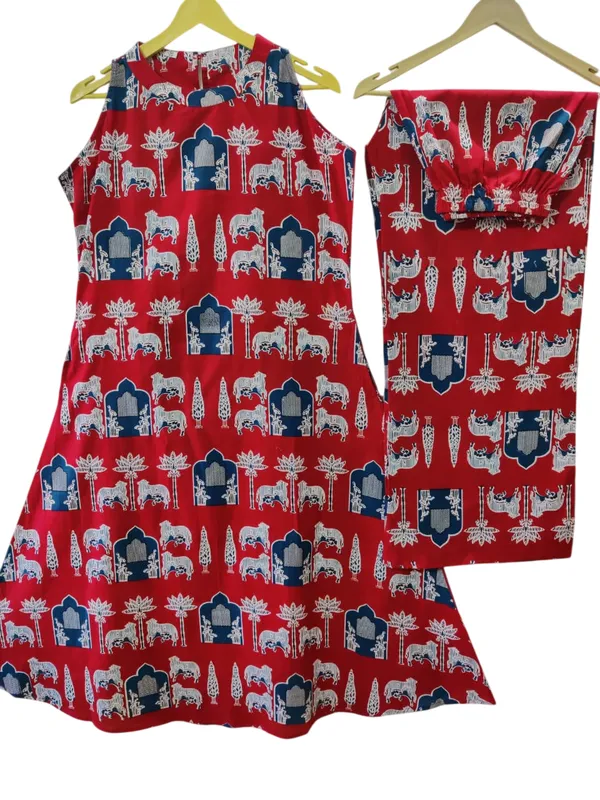 Aline_Halter_Neck_Red_Kurti_Plazo