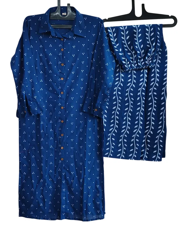 Indigo_Print_Cotton_Slub_Kurti_Plazo_Set