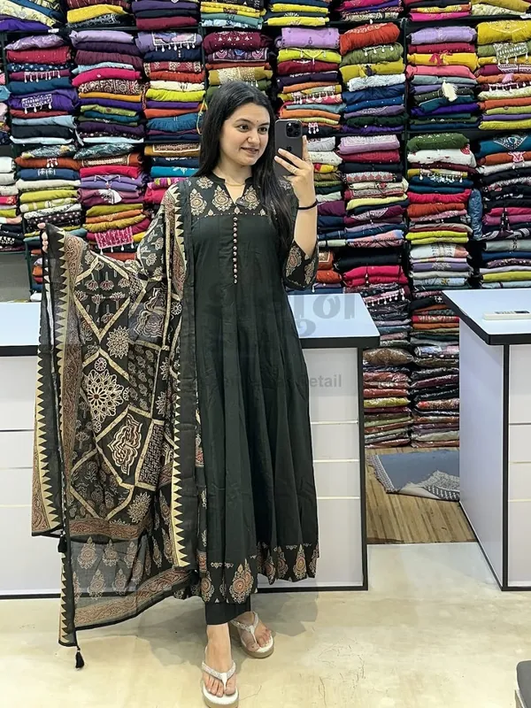 Anarkali_Sequence_Katha_Work_Green_Cotton_Suit_Set