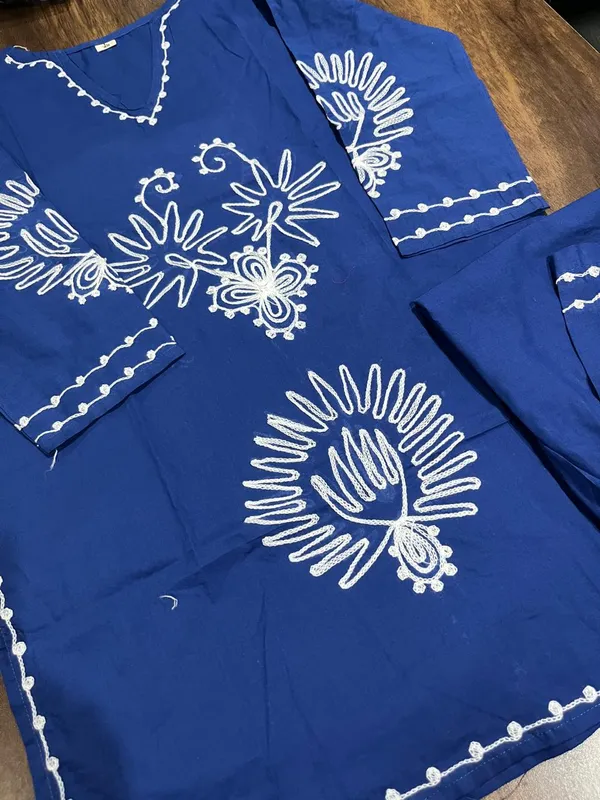 Trending_Aari_Work_Blue_Cotton_Co_ord_Set