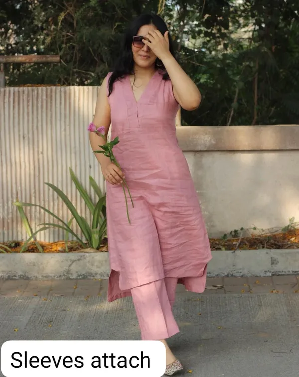 Cut_Sleeves_Cotton_Flex_baby_pink_Kurti_Plazo_Set