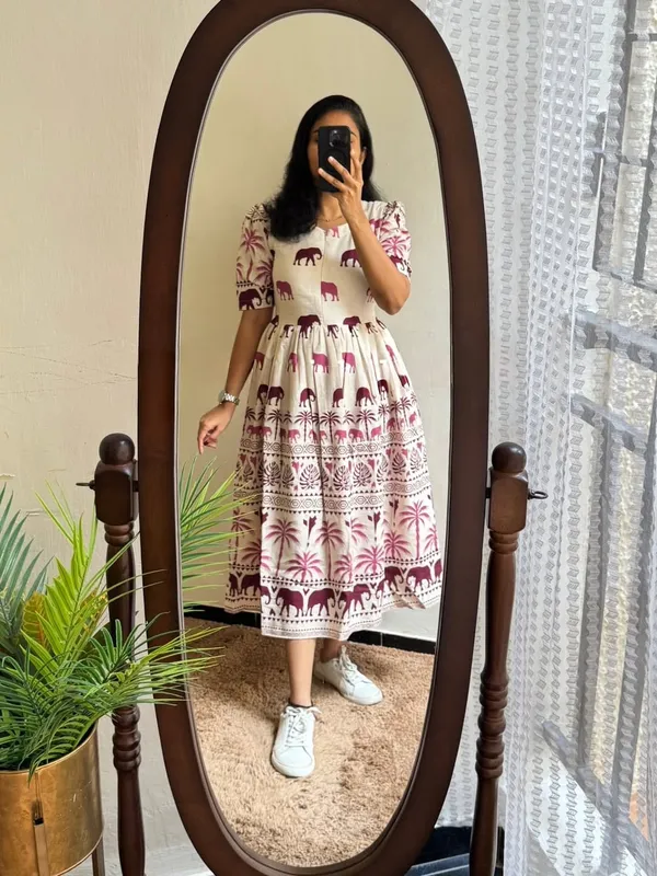 Printed_Cream_Cotton_Middi_Gown