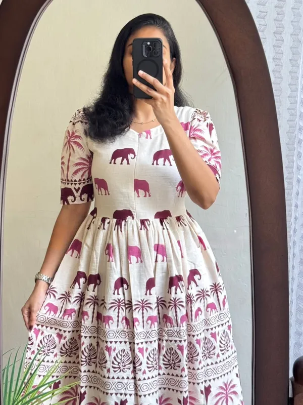 Printed_Cream_Cotton_Middi_Gown