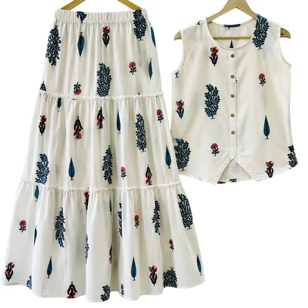 Printed_White_Color_Cotton_Skirt_Top