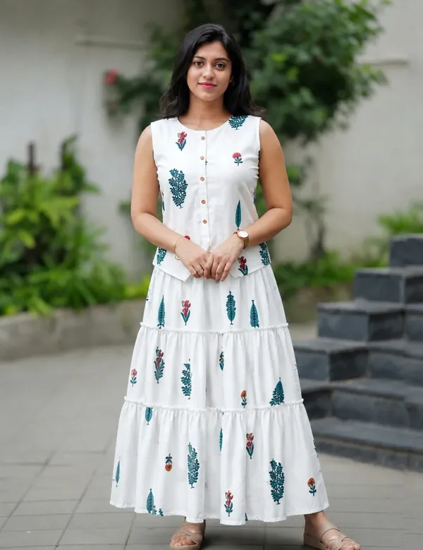 Printed_White_Color_Cotton_Skirt_Top