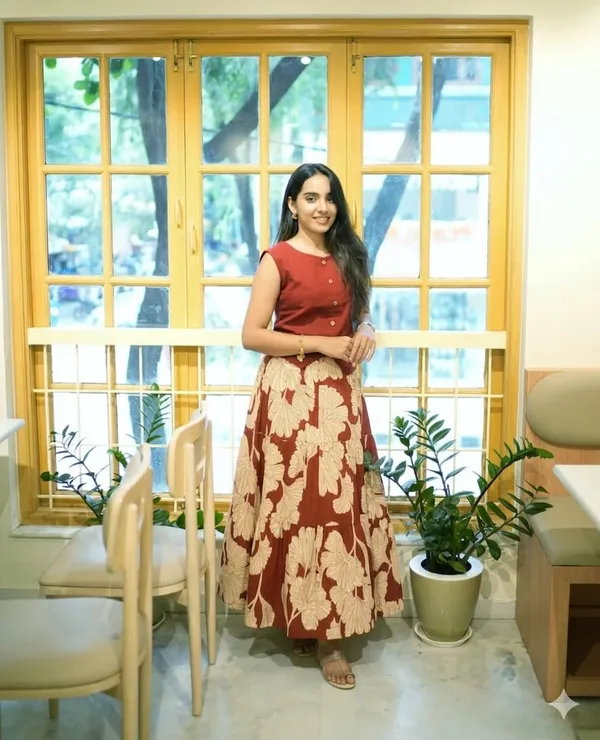 Printed_Red_Color_Cotton_Skirt_Top