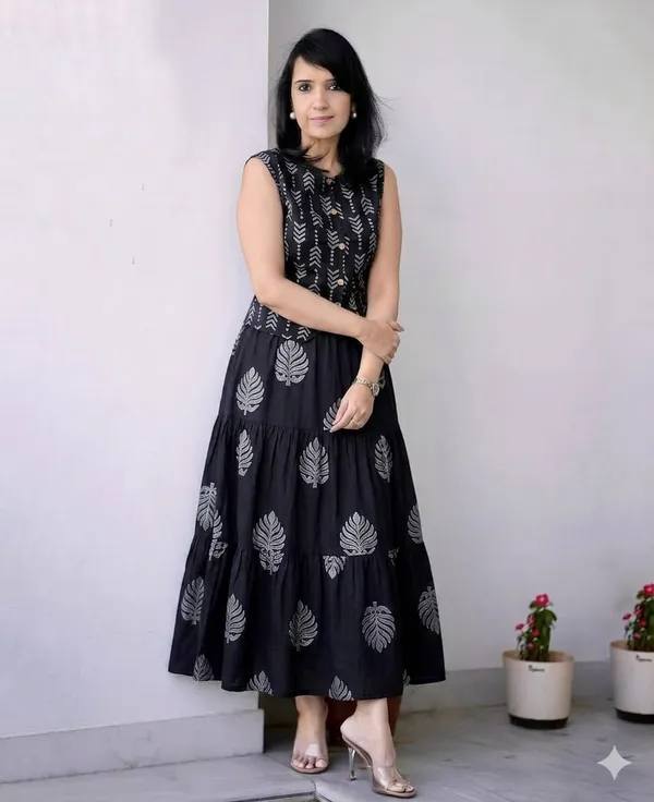 Printed_Black_Color_Cotton_Skirt_Top