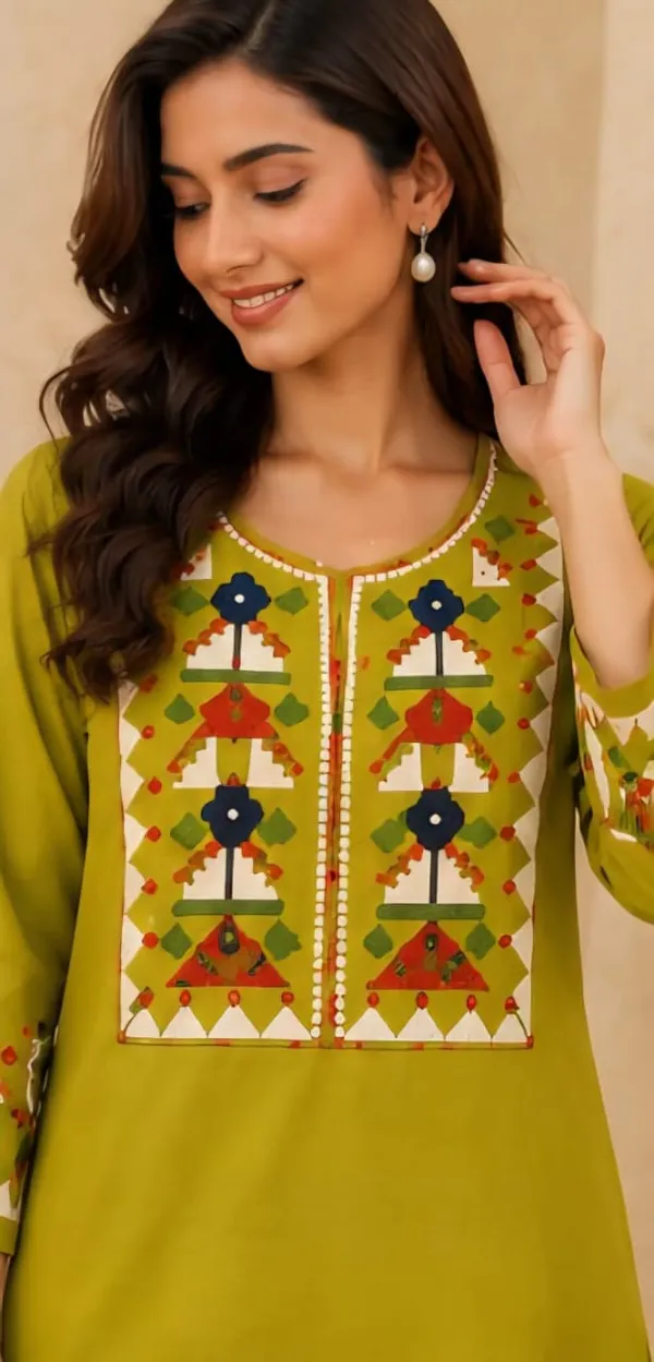 Embroidery_Work_Lime_Cotton_Co_ord_Set