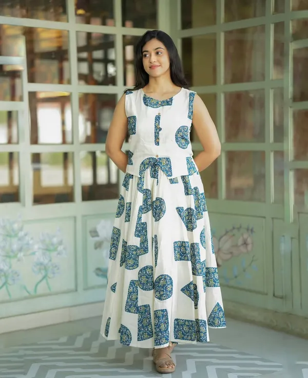 Printed_White_Color_Cotton_Skirt_Top
