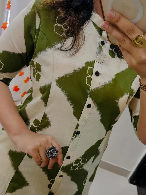 Printed_Green_Cotton_Kurti_Plazo_Set