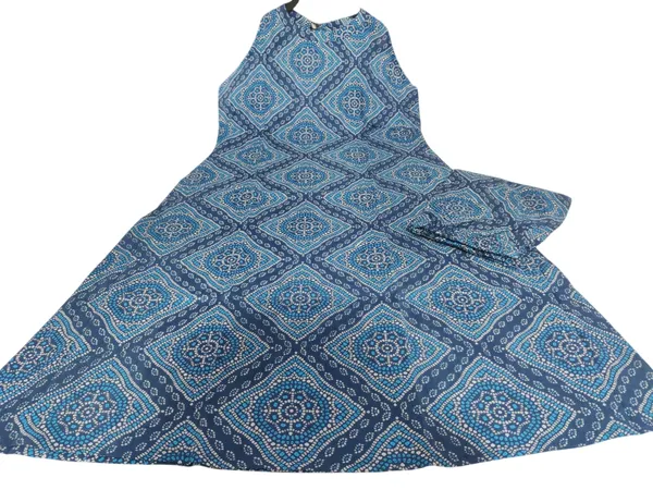 A-Line_Halter_Neck_Blue_Kurti_Plazo
