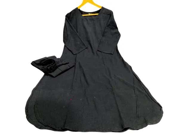 Black_Color_South_Cotton_Kurti_Plazo_Set