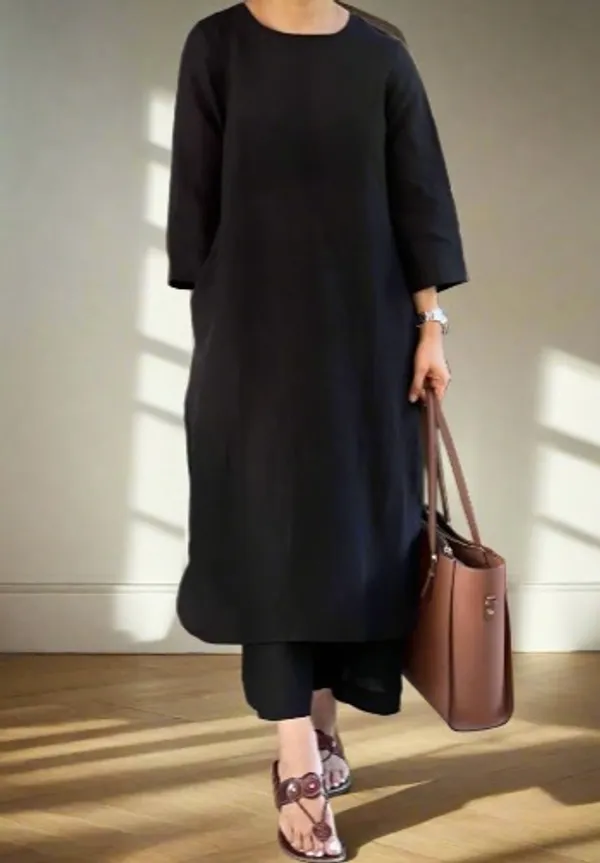 Black_Color_South_Cotton_Kurti_Plazo_Set