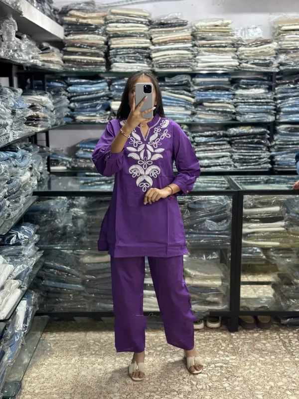 Embroidery_Work_Purple_Cotton_Co_ord_Set