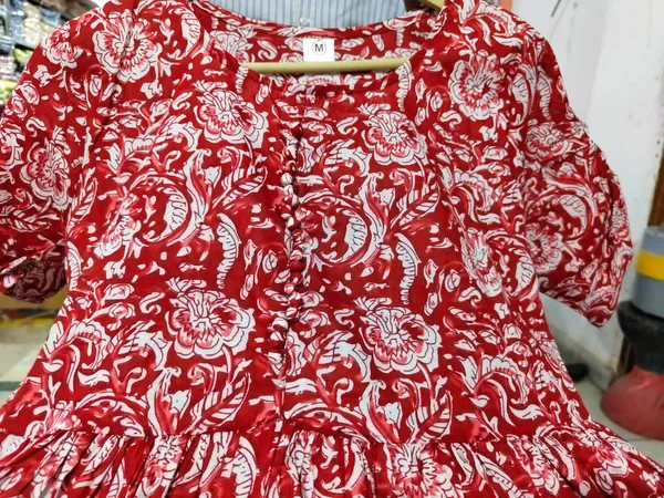 Printed_Cotton_Red_Color_Full_Flair_Midi_Kurti