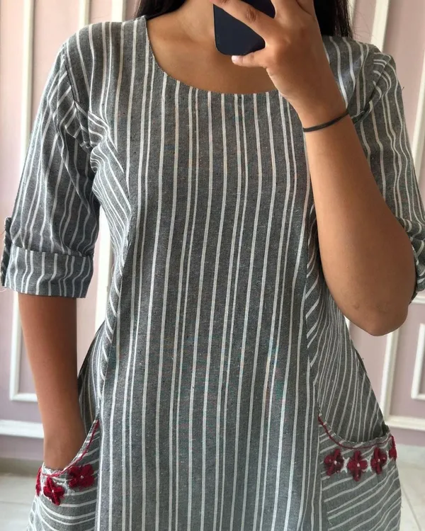 South_Cotton_A-line_Onec_Piece_Grey_Midi_Dress