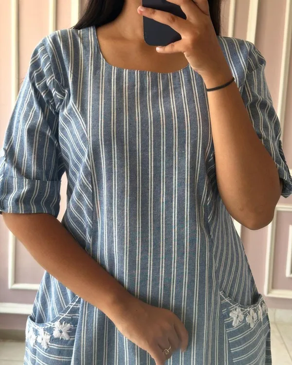 South_Cotton_A-line_Onec_Piece_Sky_Blue_Midi_Dress