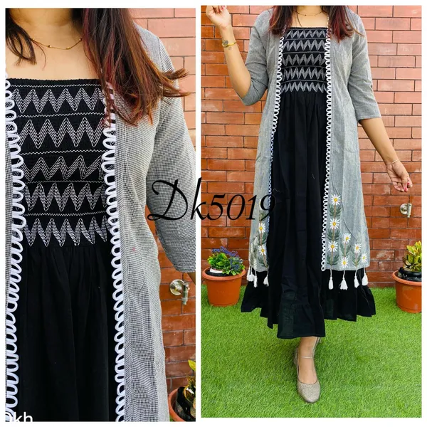 Grey_Rayon_Kurti_with_Shrug_For_Women