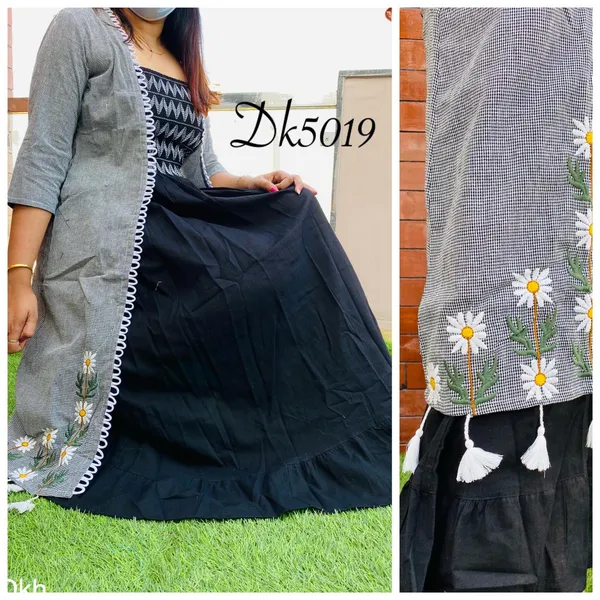 Grey_Rayon_Kurti_with_Shrug_For_Women