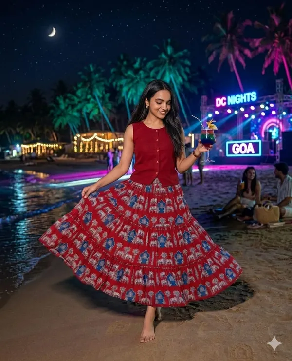 Red_Color_Printed_Cotton_Skirt_Top