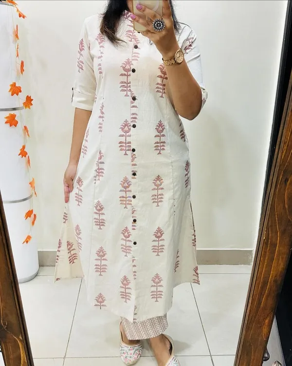 Printed_Cotton_White_Kurti_Plazo_Set