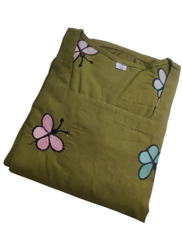 Beautiful_Embroidary_Work_Green_Cotton_Midi_Kurti