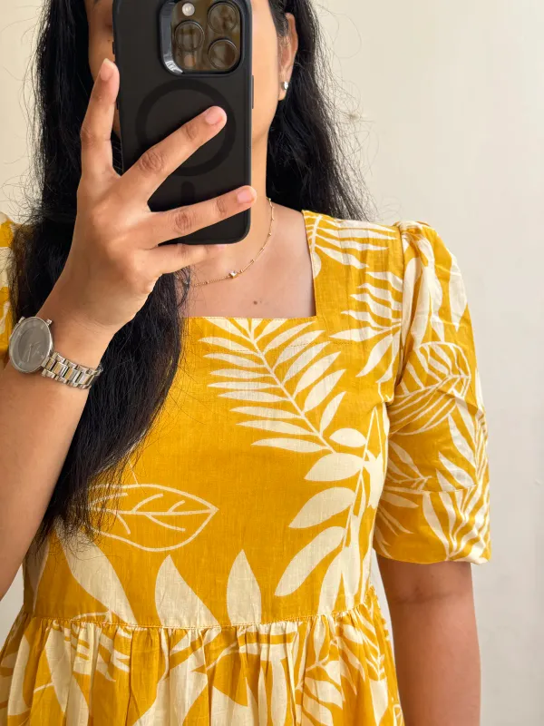 Beautiful_Puff_Sleeves_Yellow_Cotton_Midi_Kurti