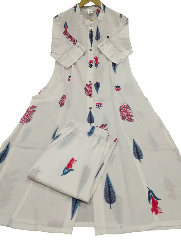 Printed_Cotton_White_Kurti_Plazo_Set