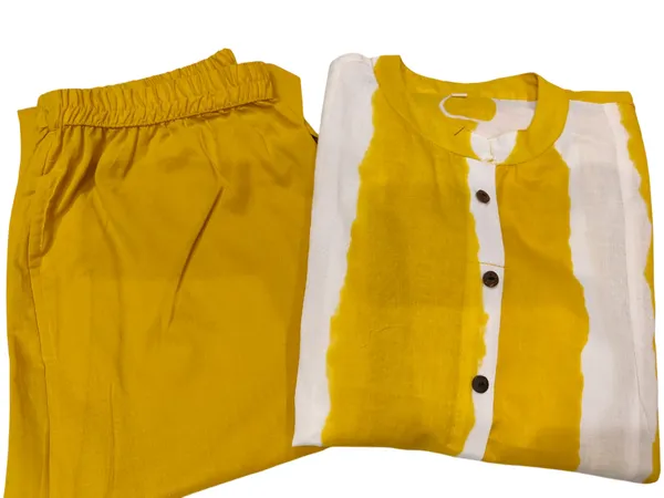 Floral_Print_Cotton_Yellow_Kurti_Plazo_Set