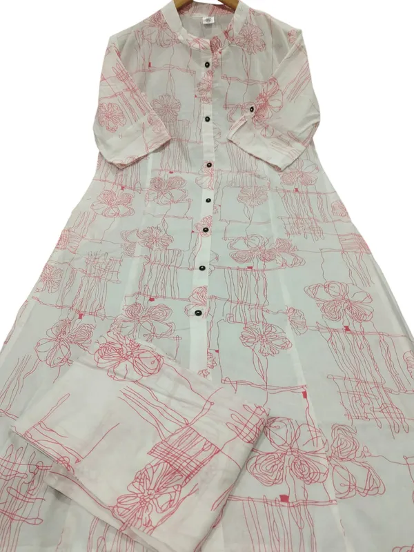 Prined_Cotton_Red_Kurti_Plazo_Set