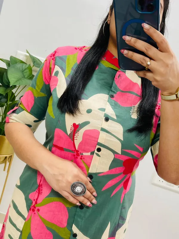 A-Line_Printed_Green_Cotton_Co_ord_Set