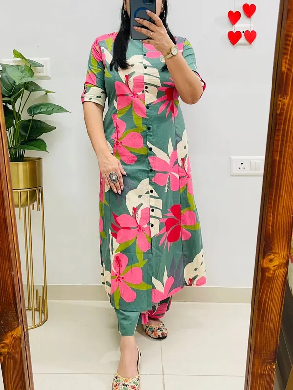 A-Line_Printed_Green_Cotton_Co_ord_Set