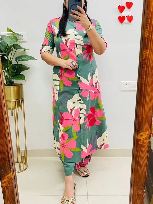 A-Line_Printed_Green_Cotton_Co_ord_Set