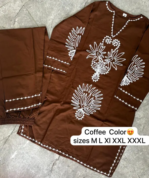 Trending_Aari_Work_Brown_Cotton_Co_ord_Set