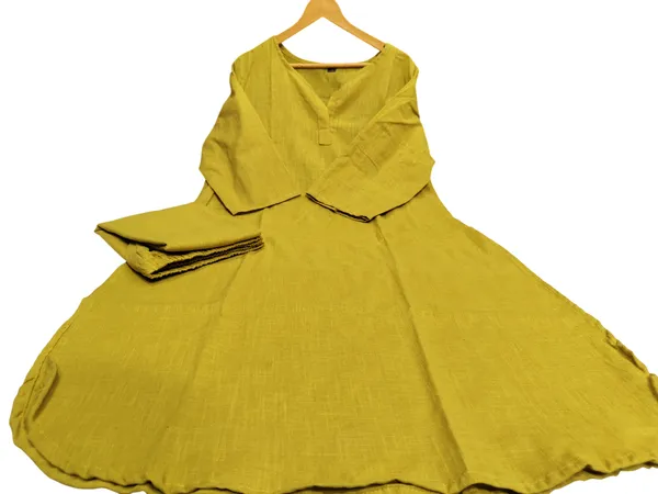 Yellow_Color_South_Cotton_Kurti_Plazo_Set