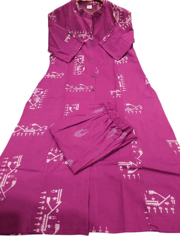 Printed_Cotton_Dark_Pink_Kurti_Plazo_Set
