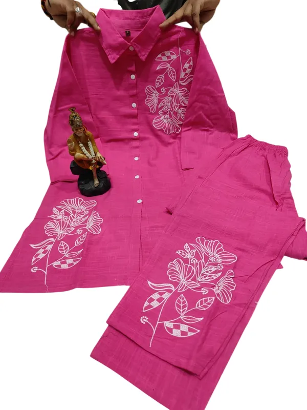 Embroidery_Work_Cotton_Hot_Pink_Co_erd_Set